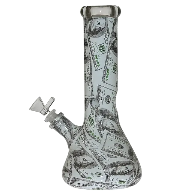 Money Print Beaker Bong - 10 Inch - באנג קטן